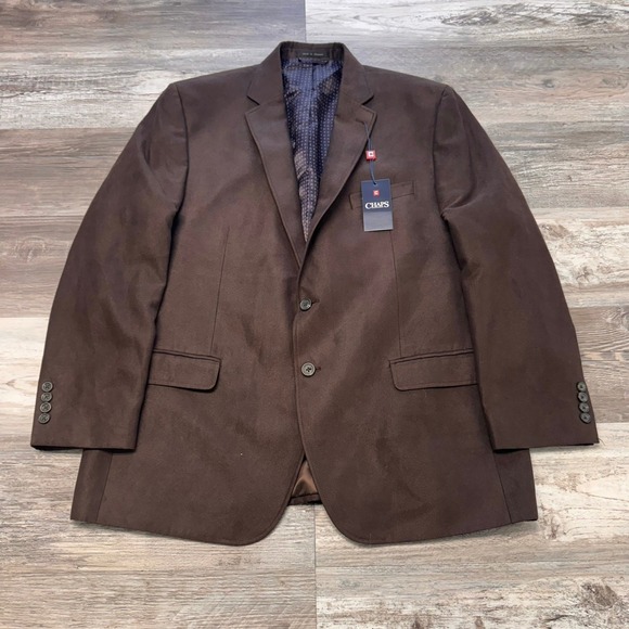 NWT Chaps Brown Men 46R Single Breasted Notched Sports Coat Blazer Paisley Lined - Picture 1 of 7